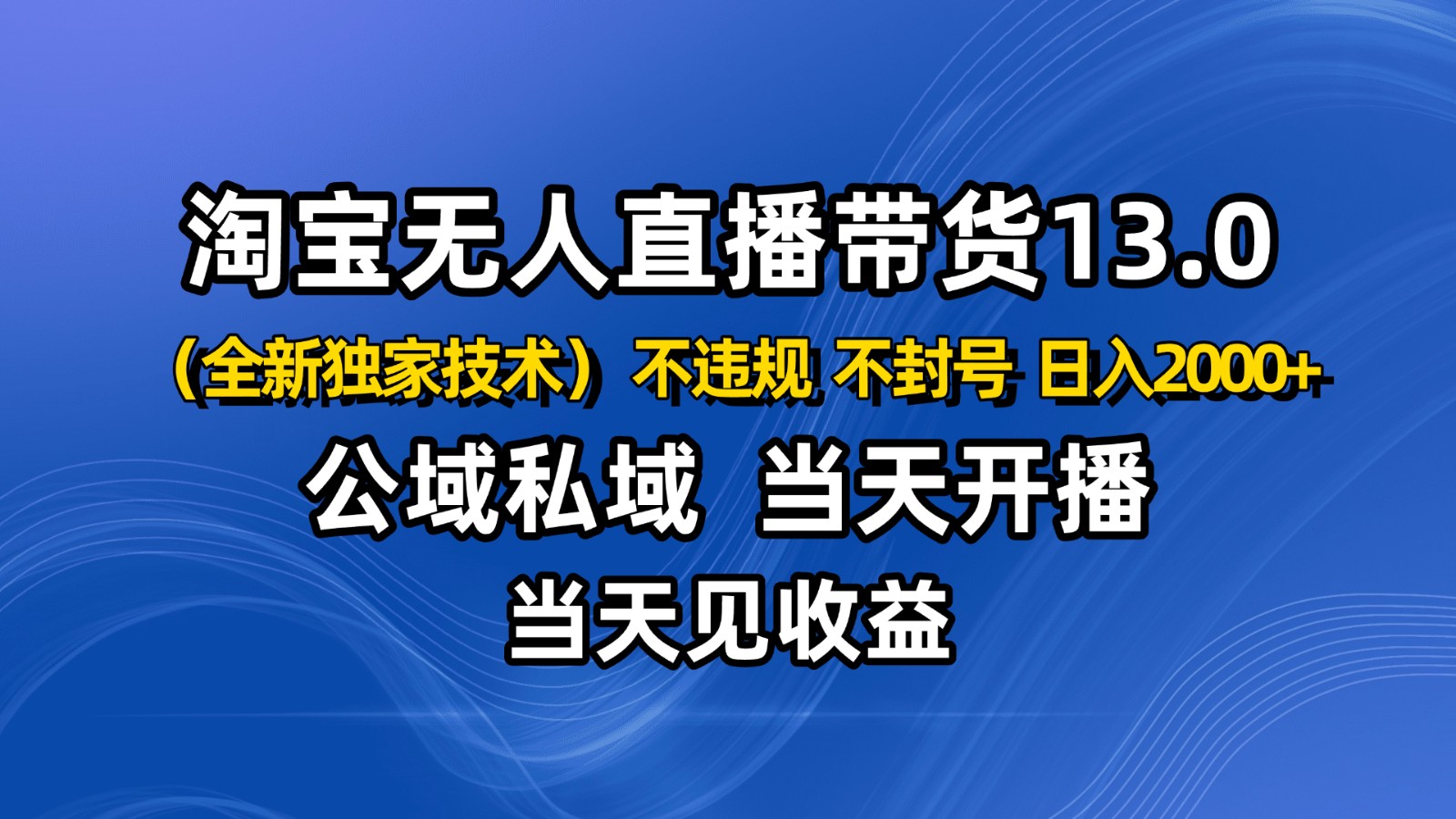 淘宝无人直播13.0，公域私域技术，不封号，不违规 布局下半年旺季赛道，日入2000+-致富学堂
