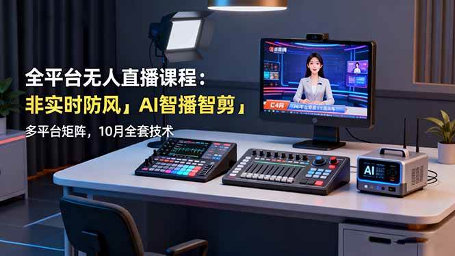 （16414期）全平台无人直播课程：非实时防风＋AI智播智剪＋多平台矩阵，10月全套技术-致富学堂