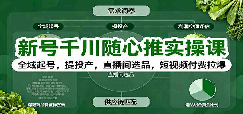 新号千川随心推实操课：全域起号，提投产，直播间选品，短视频付费拉爆-致富学堂