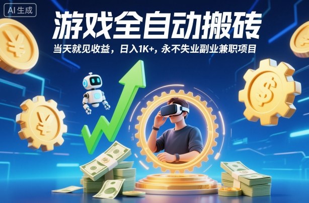 游戏全自动搬砖，当天就见收益，日入1K+，永不失业副业兼职项目【揭秘】-致富学堂