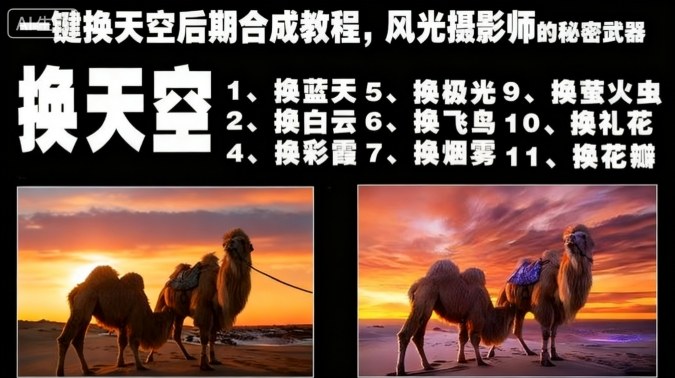 一键换天空后期合成教程，风光摄影师的秘密武器-致富学堂