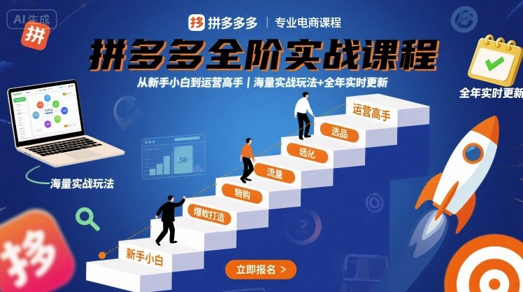 拼多多全阶实战课程，从新手小白到运营高手，海量实战玩法+全年实时更新【2025年10月更新】-致富学堂