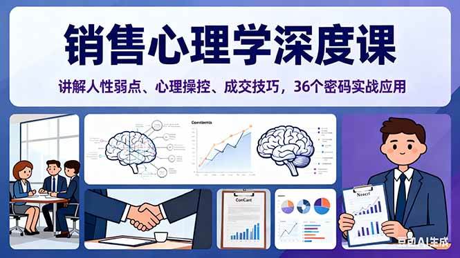 （16456期）销售心理学深度课，讲解人性弱点、心理操控、成交技巧，36个密码实战应用-致富学堂