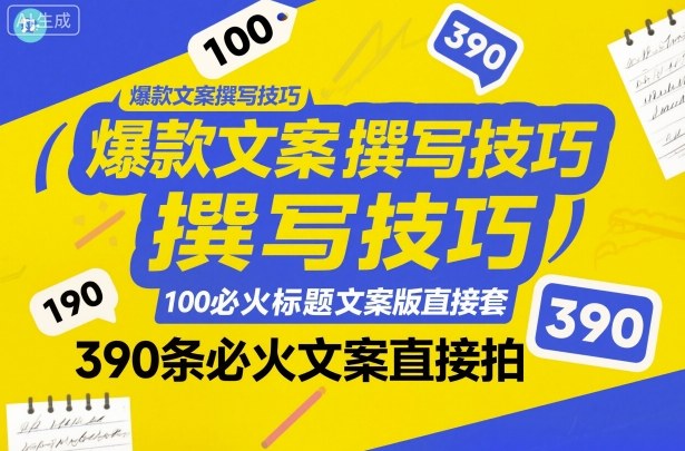 爆款文案撰写技巧，100个必火标题文案模版直接套，390条必火文案直接拍-致富学堂