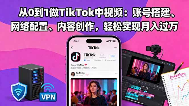 （16461期）从0到1做TikTok中视频：账号搭建、网络配置、内容创作，轻松实现月入过万-致富学堂