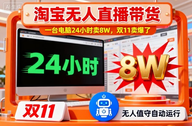 淘宝无人直播带货，一台电脑214小时卖8W，双11卖爆了【揭秘】-致富学堂