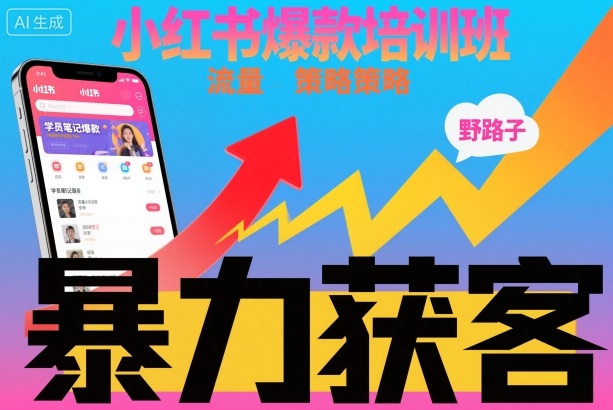 小红书爆款培训班，小红书获客野路子流量打法，暴力持续获客-致富学堂