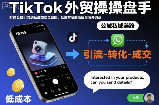 TikTok外贸操盘手，打通公域引流到私域成交全链路，低成本获取高质量海外询盘-致富学堂