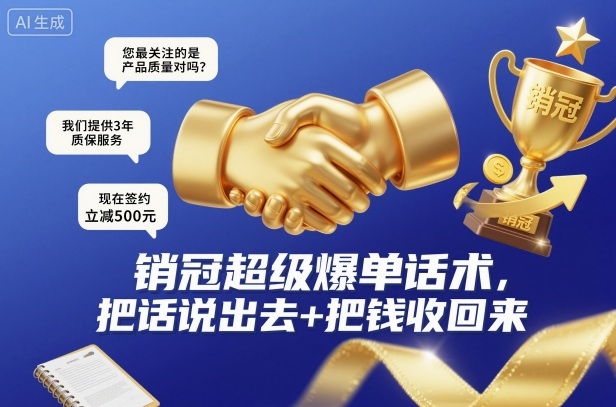 销冠超级爆单话术，把话说出去+把钱收回来-致富学堂