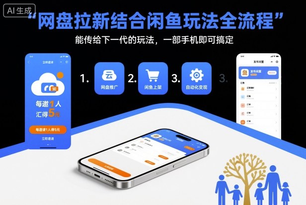 网盘拉新结合闲鱼玩法全流程，能传给下一代的玩法，一部手机即可搞定（附入口渠道以及实操教程）-致富学堂