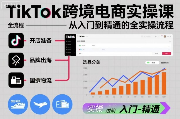 TikTok跨境电商实操课，从入门到精通的全实操流程-致富学堂