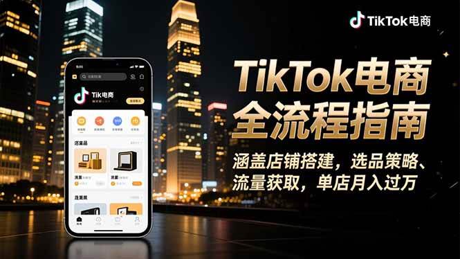 （16524期）TikTok电商全流程指南，涵盖店铺搭建、选品策略、流量获取，单店月入过万-致富学堂