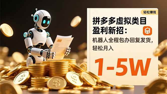 （16529期）拼多多虚拟类目盈利新招：机器人全程包办回复发货，轻松月入 1-5W-致富学堂