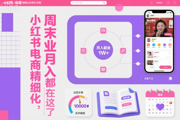 小红书电商精细化运营全流程，周末副业月入1W+，全套方法都在这了-致富学堂