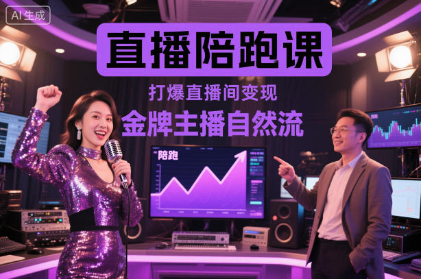 直播陪跑课，金牌主播自然流打爆直播间，复制高变现玩法-致富学堂