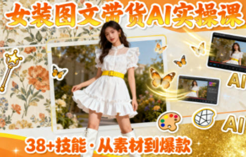 女装图文带货的AI实操课，覆盖38个实用技能，快速提升素材制作效率-致富学堂