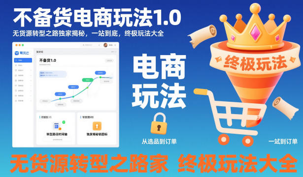 不备货电商玩法1.0，​无货源转型之路独家揭秘，一站到底，终极玩法大全-致富学堂