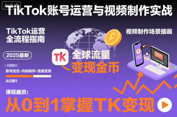 2025最新TikTok账号运营与视频制作实战全流程，从0到1掌握TK变现（含11月最新TK搬运技术）-致富学堂
