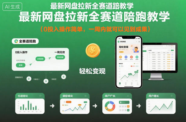 最新网盘拉新全赛道陪跑教学，0投入操作简单，一周内就可以见到成果-致富学堂