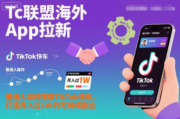 Tc联盟海外App拉新：普通人如何搭乘TikTok快车，打造月入过1W的可持续副业-致富学堂