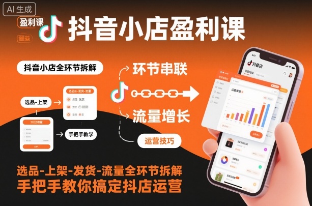 抖音小店盈利课-选品-上架-发货-流量全环节拆解，手把手教你搞定抖店运营-致富学堂