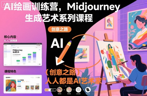 AI绘画训练营，Midjourney生成艺术系列课程，人人都是AI艺术家-致富学堂