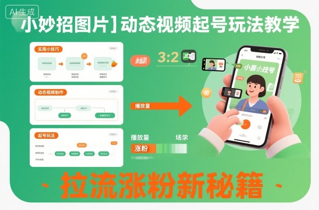 小妙招图片＋动态视频起号玩法教学，拉流涨粉新秘籍-致富学堂