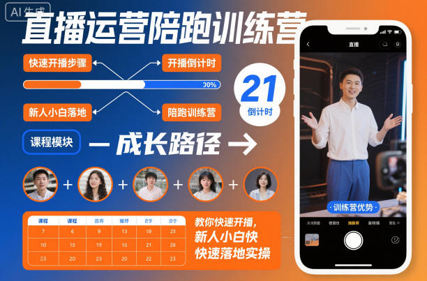 直播运营陪跑训练营，教你快速开播，新人小白快速落地实操-致富学堂