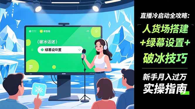 （16605期）直播冷启动全攻略:人货场搭建+绿幕设置+破冰技巧，新手月入过万实操指南-致富学堂