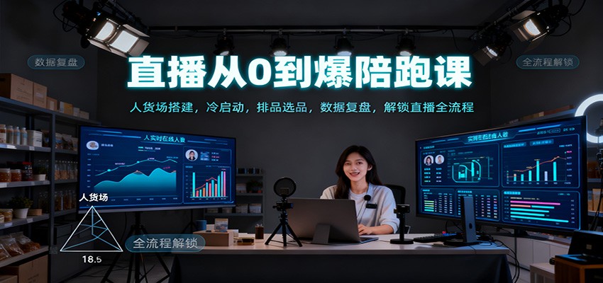 直播从0到爆陪跑课：人货场搭建，冷启动，排品选品，数据复盘，解锁直播全流程-致富学堂