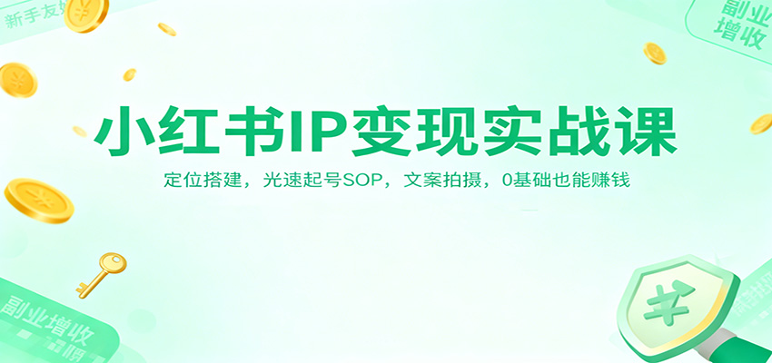 小红书IP变现实战课：定位搭建，光速起号SOP，文案拍摄，0基础也能赚钱-致富学堂