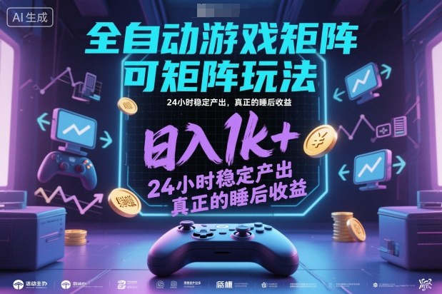 全自动游戏掘金，可矩阵操作，日入1k+，24小时稳定产出，真正的睡后收益【揭秘】-致富学堂