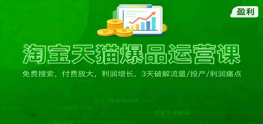 淘宝天猫爆品运营课：免费搜索，付费放大，利润增长，3 天破解流量/ 投产/利润痛点-致富学堂