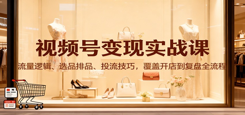 视频号变现实战课：流量逻辑、选品排品、投流技巧，覆盖开店到复盘全流程-致富学堂