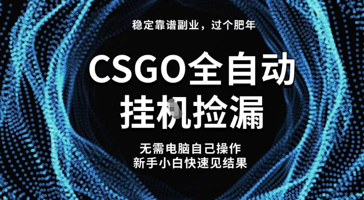 【稳定副业】全球最热门游戏CSGO全自动捡漏，最新玩法，新手小白日入5张+【揭秘】-致富学堂