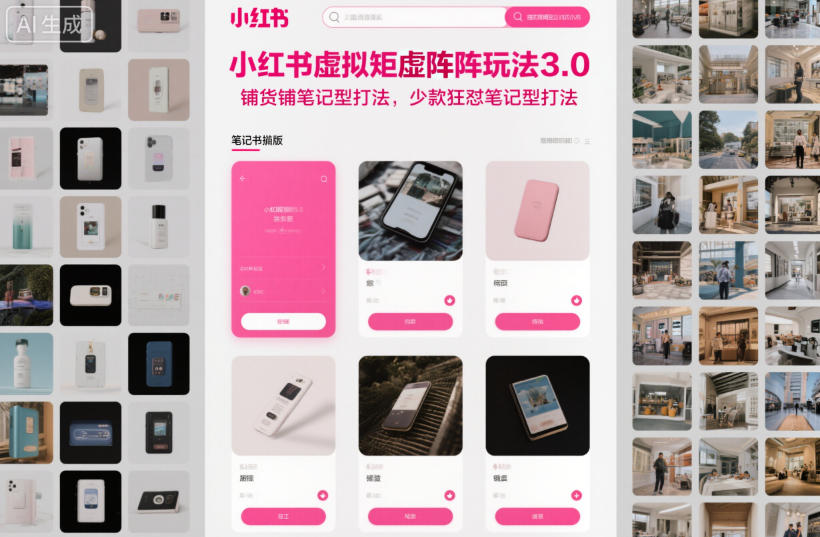 小红书虚拟矩阵玩法3.0，铺货铺笔记型打法，少款狂怼笔记型打法-致富学堂