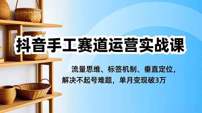 （16667期）抖音手工赛道运营实战课，流量思维、标签机制、垂直定位，解决不起号难题，单月变现破3万-致富学堂