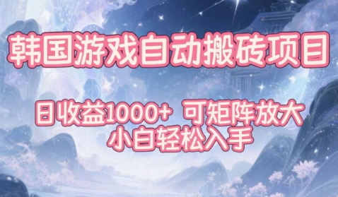 韩国游戏自动搬砖项目，日收益1k+，可矩阵放大，小白轻松入手【揭秘】-致富学堂