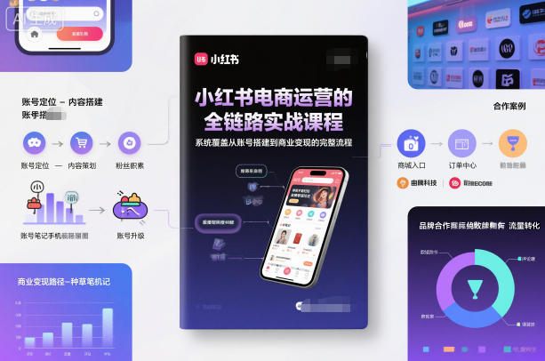 小红书电商运营的全链路实战课程，系统覆盖从账号搭建到商业变现的完整流程-致富学堂