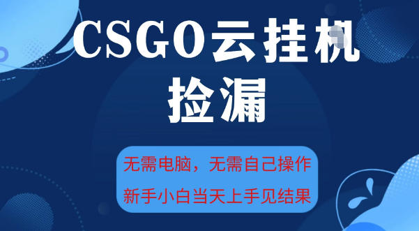 CSGO云挂G全自动捡漏，最新独家玩法，无需电脑操作，新手小白日入5张+【揭秘】-致富学堂