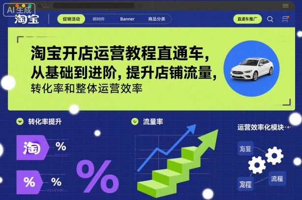 淘宝开店运营教程直通车，从基础到进阶，提升店铺流量，转化率和整体运营效率（更新11月）-致富学堂