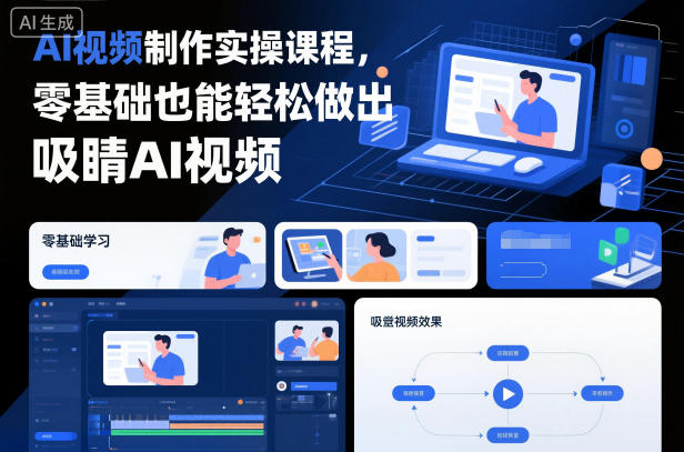 AI视频制作实操课程，零基础也能轻松做出吸睛AI视频-致富学堂