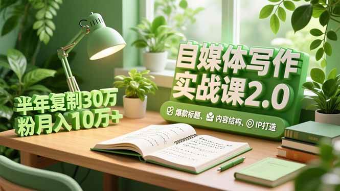 （16734期）自媒体写作实战课2.0，爆款标题、内容结构、IP打造，半年复制30万粉月入10万+-致富学堂