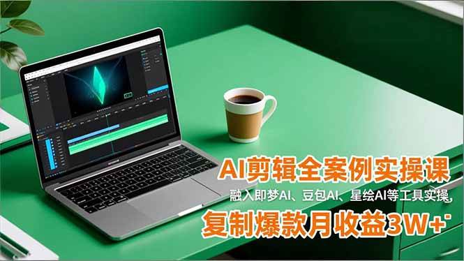 （16770期）AI剪辑全案例实操课，融入即梦AI、豆包AI、星绘AI等工具实操，复制爆款月收益3W+-致富学堂