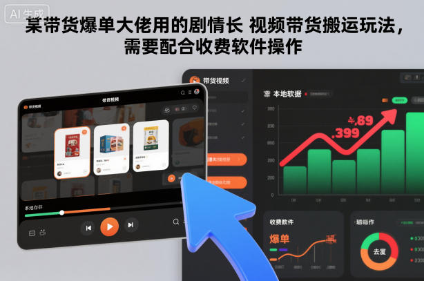 某带货爆单大佬用的剧情长视频带货搬运玩法，需要配合收费软件操作-致富学堂