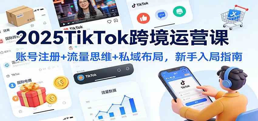 2025TikTok跨境运营课：账号注册+流量思维+私域布局，新手入局指南-致富学堂