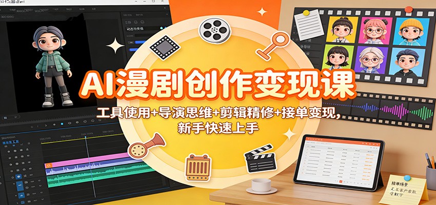AI漫剧创作变现课：工具使用+导演思维+剪辑精修+接单变现，新手快速上手-致富学堂