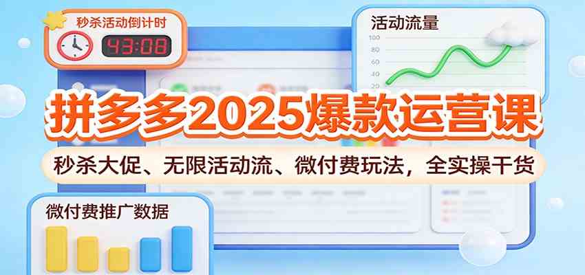 拼多多2025爆款运营课：秒杀大促、无限活动流、微付费玩法，全实操干货-致富学堂