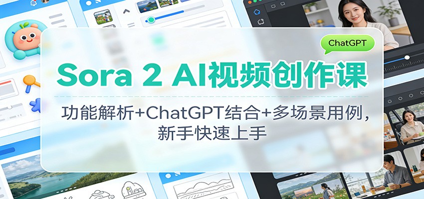 Sora 2 AI视频创作课：功能解析+ChatGPT结合+多场景用例，新手快速上手-致富学堂