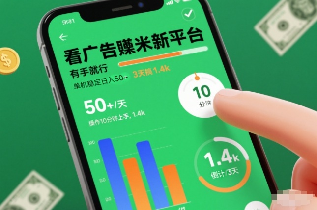 看广告賺米新平台，有手就行，单机稳定日入50+，操作10分钟上手，3天搞了1.4k【揭秘】-致富学堂